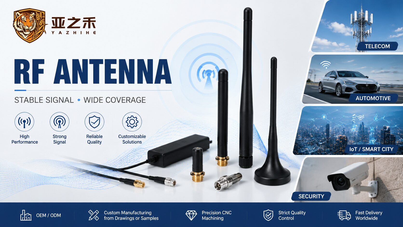 Medical equipment grade RF coaxial connectors, precision SMA BNC connectors for diagnostic instruments